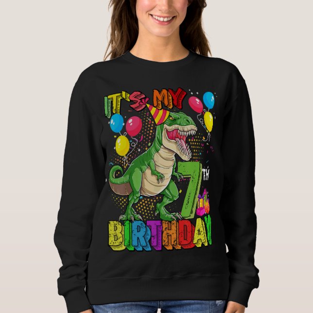 Sudadera Es mi sétimo cumpleaños niño Rex Dinosaurio cumple (Anverso)