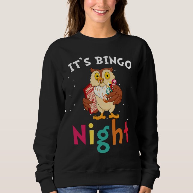 Sudadera Es Noche de Bingo  Bingo de Búho Adorable (Anverso)