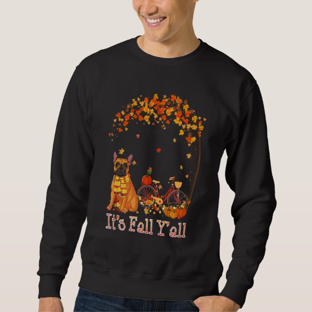 Sudadera Es Otoño Chicos Bulldog Francés Bicicleta Pumpkin  (Anverso)