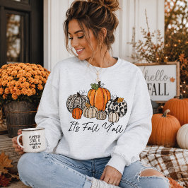 Sudadera Es Otoño, Typografía de Parche de Calabaza