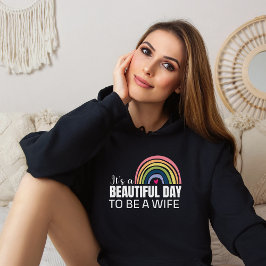 Sudadera Es un bello día, esposa de Rainbow Black Hoodie