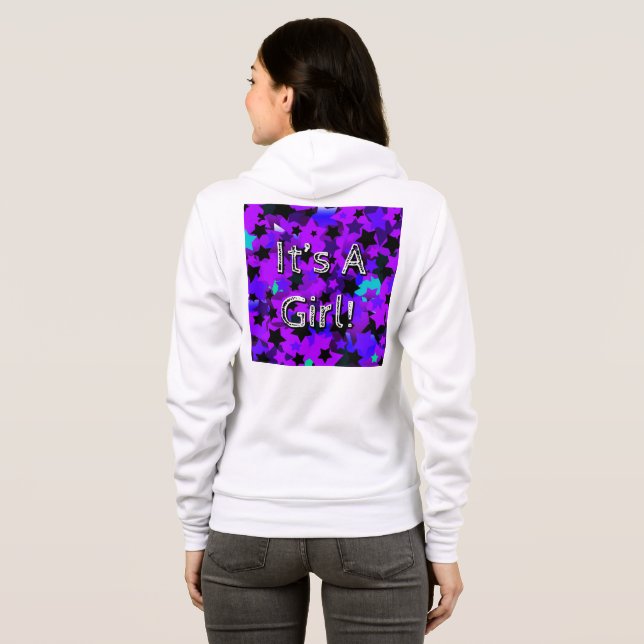 Sudadera ¡Es un Chica! Estrellas moradas (Reverso completo)