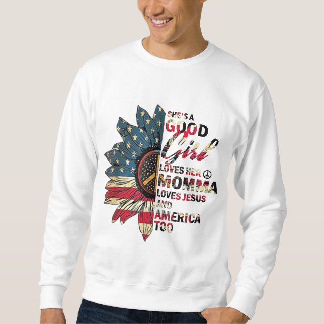 Sudadera Es una buena Chica ama a su mamá Jesús y Estados U (Anverso)