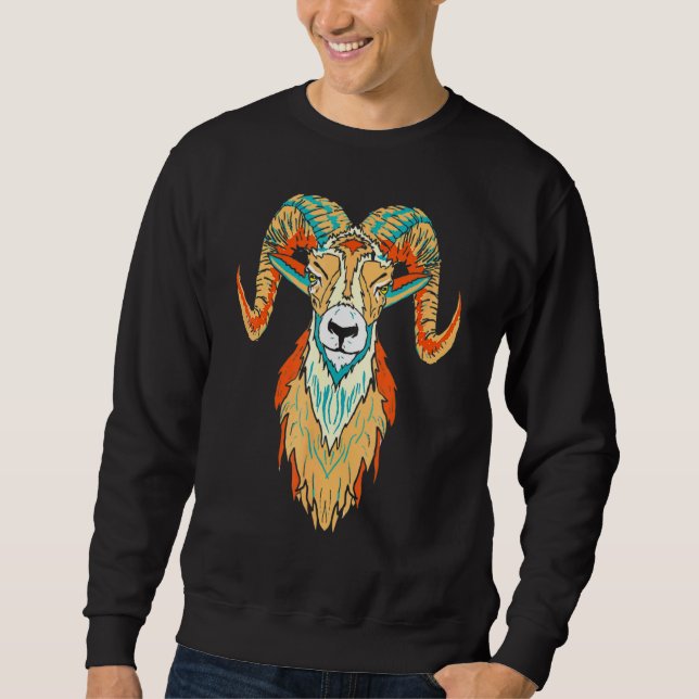 Sudadera Esbozo artístico de la cabeza de la ram de la ovej (Anverso)
