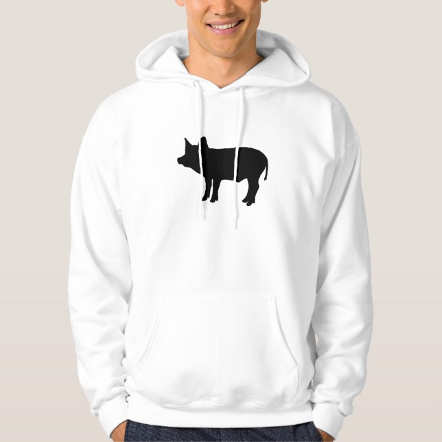 Sudadera Esbozo de silueta de cerdo negro (Anverso)