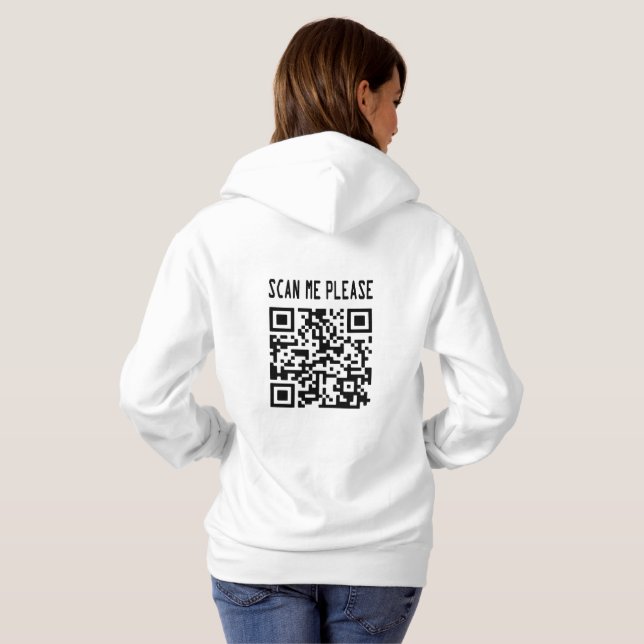Sudadera Escanéame por favor código QR - Sonríe, es gratis (Reverso completo)
