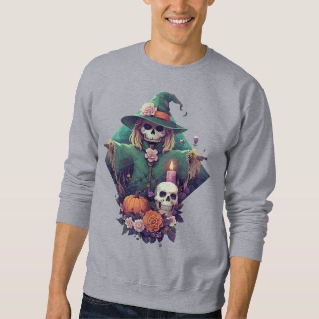 Sudadera Escarapela con calabaza y flores Arte Pixel (Anverso)