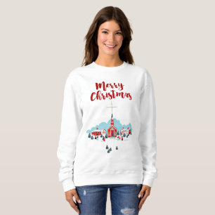 Sudadera Escena de invierno con una estrella de la Iglesia