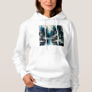 Sudadera Escena de invierno de la ciudad pintada 1006