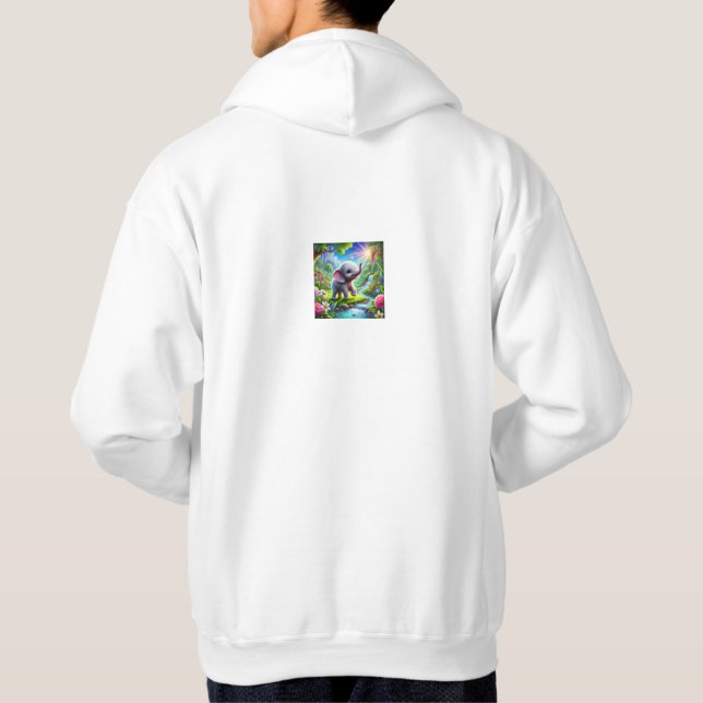 Sudadera Escena de playa con acentos rojos, barcos y barcos (Reverso)