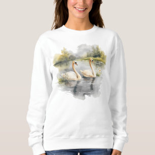 Sudadera Escena del lago de invierno de los cisnes blancos