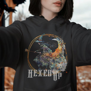 Sudadera Escoba Divertida de Brujas Espeluznantes en Acuare