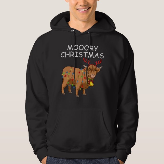 Sudadera Escocia: Vacas de la Highland Navidades morales (Anverso)