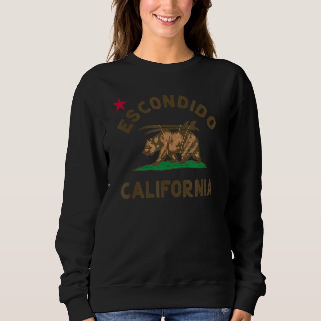 Sudadera Escondido California Beach Flag Bear Surf Ca Vinta (Anverso)