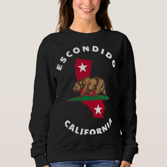 Sudadera Escondido California CA Flag and Bear Badge Souven (Anverso)