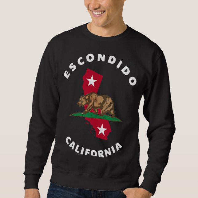 Sudadera Escondido California CA Flag and Bear Badge Souven (Anverso)