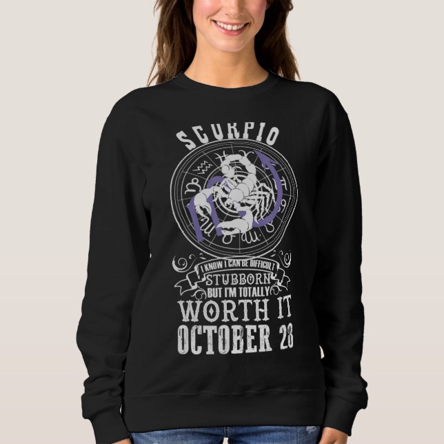 Sudadera Escorpio Octubre 28 Horoscopio Rótulo de Astrologí (Anverso)