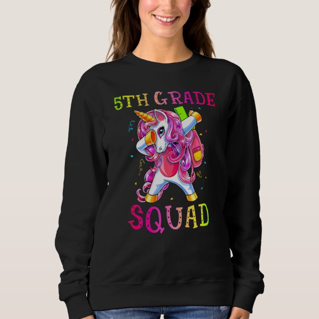 Sudadera Escuadrón de 5º grado Dabbing Unicornio Chicas niñ (Anverso)