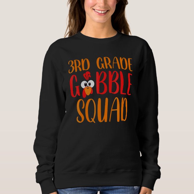 Sudadera Escuadrón de Gobble de 3er Grado Día de Acción de  (Anverso)