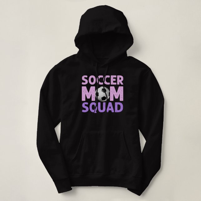 Sudadera Escuadrón de la mamá del fútbol en rosa y morado (Diseño del anverso)