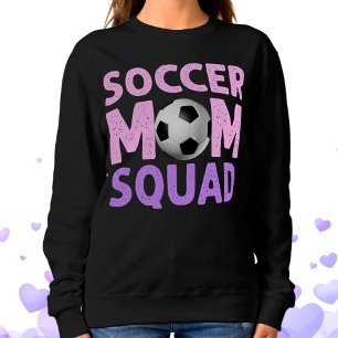 Sudadera Escuadrón de la mamá del fútbol en rosa y morado