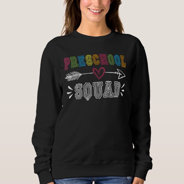 Sudadera Escuadrón De Preescolar De Vuelta A Maestras Escol (Anverso)