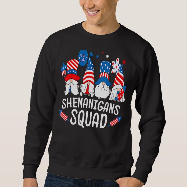 Sudadera Escuadrón De Shenanigans 4 De Julio Gnomes Ame Pat (Anverso)