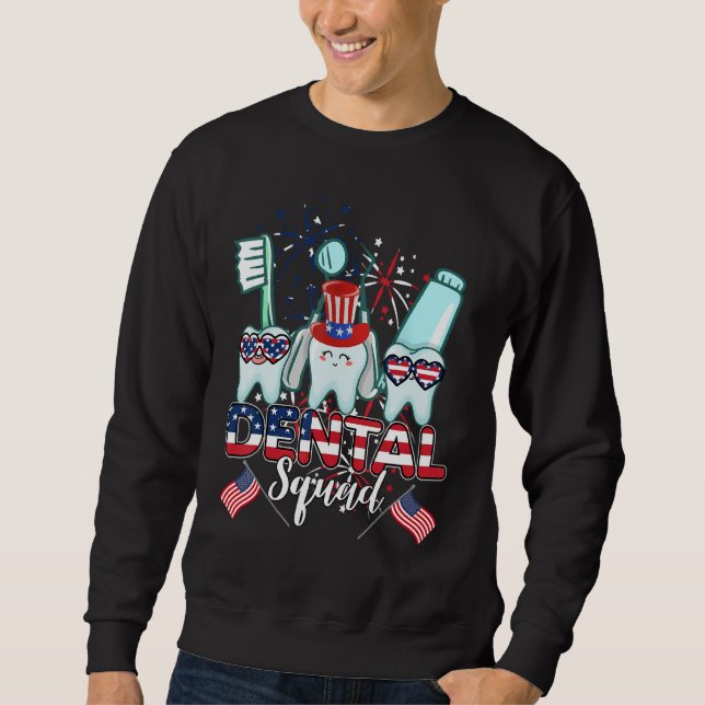 Sudadera Escuadrón Dental 4 De Julio Tripulación De Dientes (Anverso)