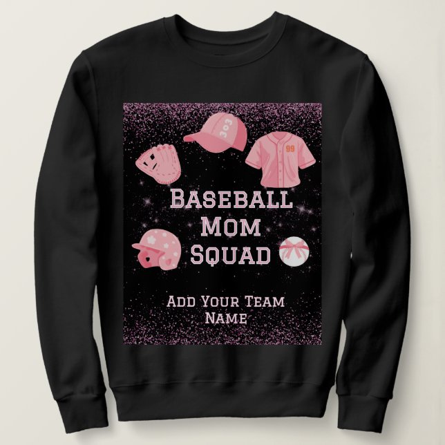 Sudadera Escuadrón Personalizado De Mamás De Béisbol, Númer (Anverso del diseño)
