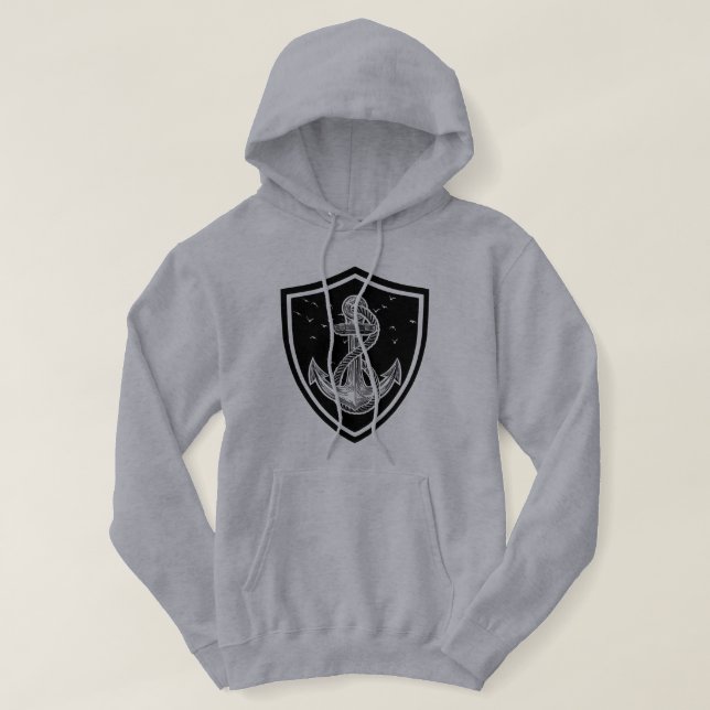 Sudadera Escudo de Ancla Náutica Pesca (Diseño del anverso)