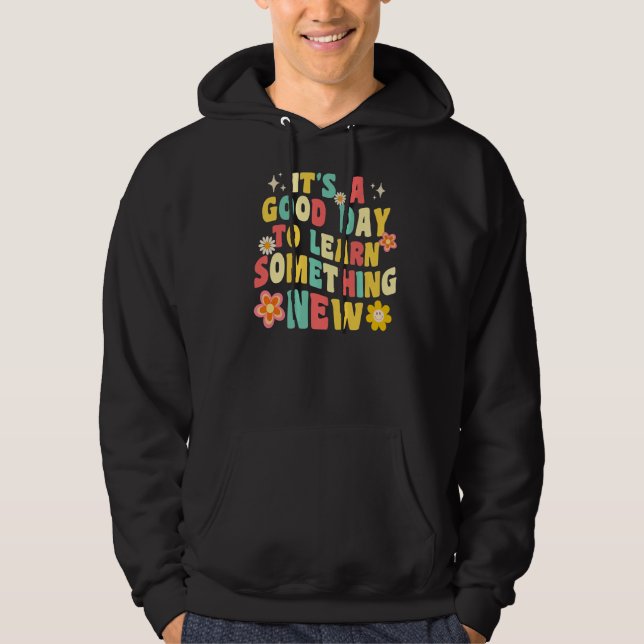Sudadera Escuela Retro Groovy Es un buen día para aprender  (Anverso)