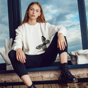 Sudadera Esencias de ocio con impresión de mariposa - Blanc