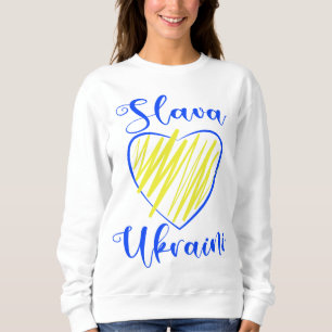 Sudadera Eslogan Slava Ukraini Gloria a Ucrania corazón 
