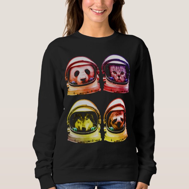 Sudadera Eslora De Gato Astronauta Panda Wolf Espacio Para  (Anverso)