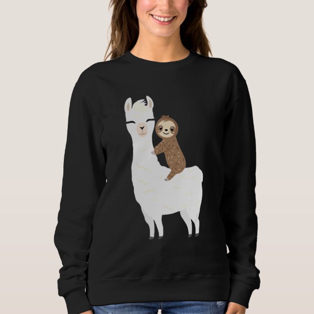 Sudadera Esloth Riding Llama Un Animal Cute Para Los Niños  (Anverso)