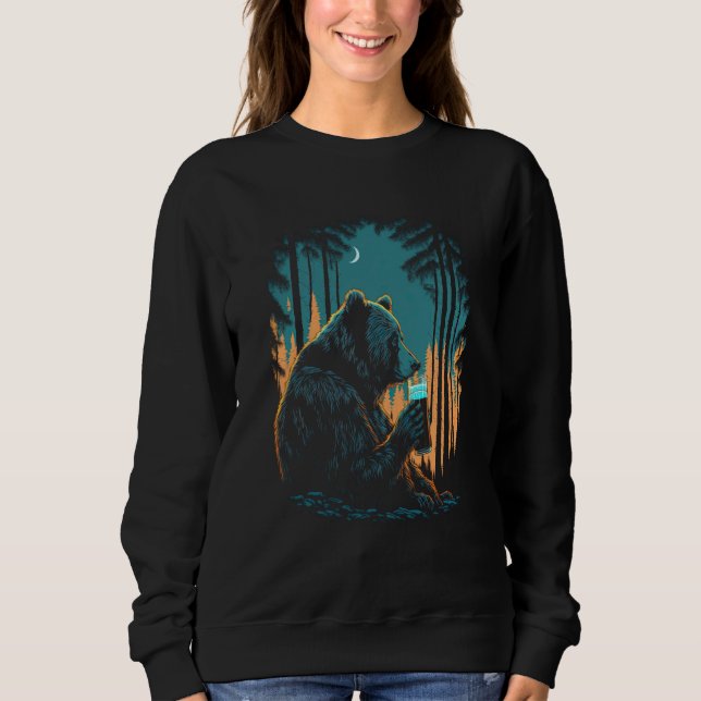 Sudadera Esoteric Bear drinking Beer Night Forest  1 (Anverso)