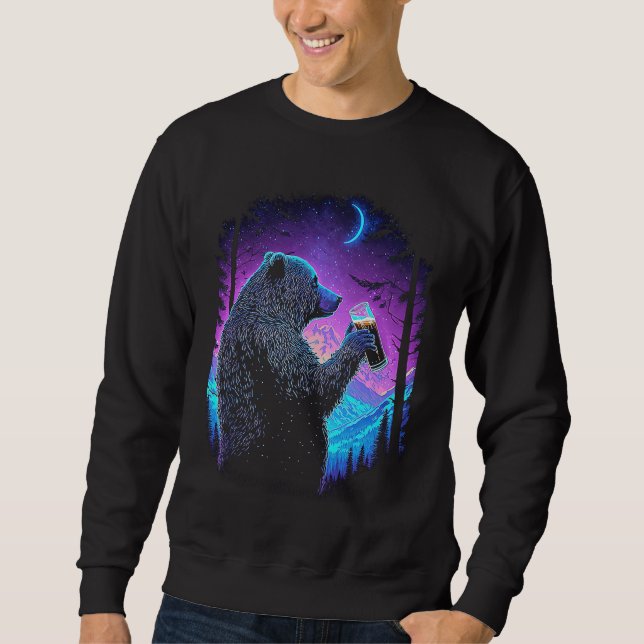 Sudadera Esoteric Bear drinking Beer Night Forest  3 (Anverso)