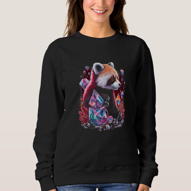 Sudadera Esoteric Red Panda Pet Art Crystals Cute Illustrat (Anverso)