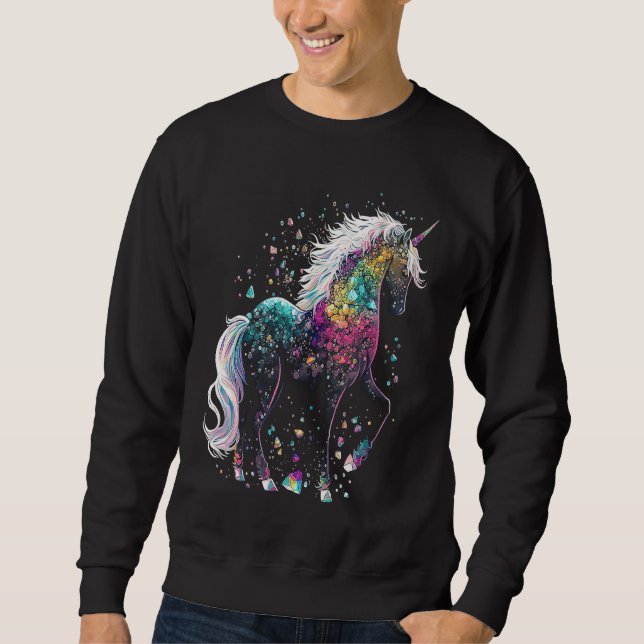 Sudadera Esoteric Unicorn Crystals Cute Illustration (Anverso)
