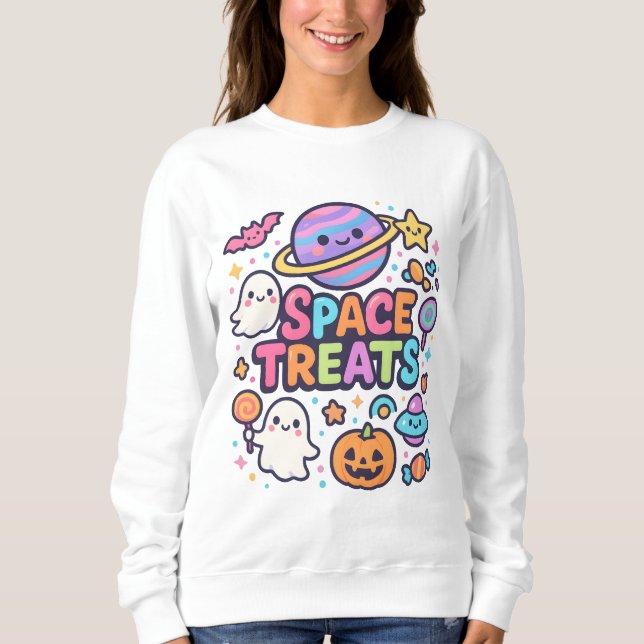 Sudadera Espacio Cute Halloween Trata Ropa Unisex (Anverso)