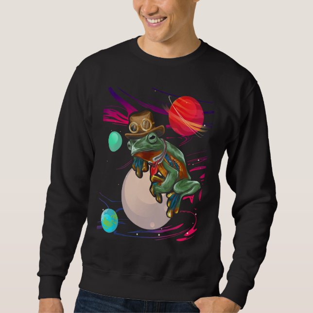 Sudadera Espacio estético de galaxia trippy de rana psicodé (Anverso)
