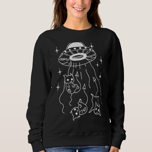 Sudadera Espacio exterior del gato U F O Alien Kitty Cat (Anverso)