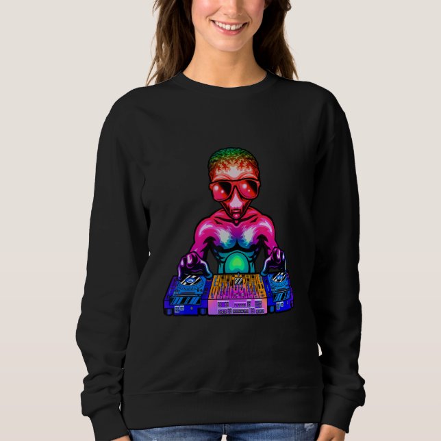 Sudadera Espacio Psicodélico Rave Alien DJ Techno House Mus (Anverso)