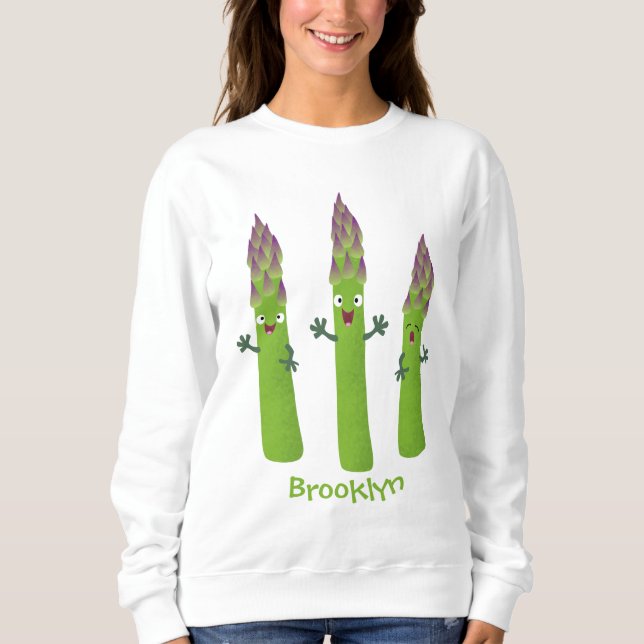 Sudadera Espárrago lindo cantando trío de verduras personal (Anverso)