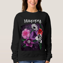 Sudadera Espectacular floral morado negro rosado margarita 
