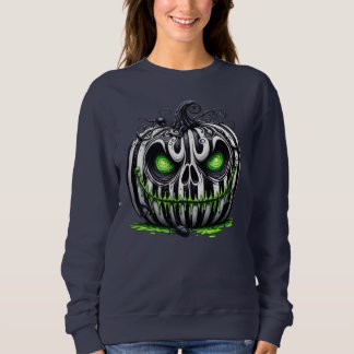 Sudadera Espeluznante Calabaza de Halloween Skeleton blanco