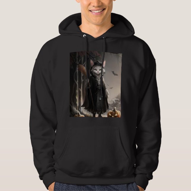 Sudadera Espeluznante Maga De Gato En La Furiosa Halloween  (Anverso)