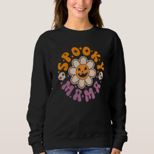 Sudadera Espeluznante Mama Retro Groovy Sonríe Face Flower