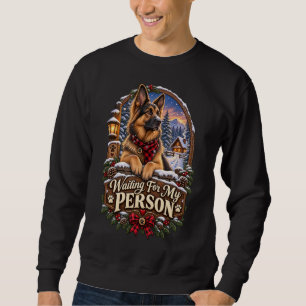 Sudadera Esperando a mi persona Pastor Alemán Navidad Wi