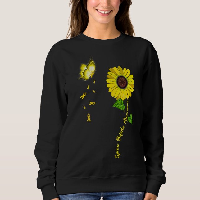 Sudadera Espina Bifida Conciencia Flor de mariposa amarilla (Anverso)
